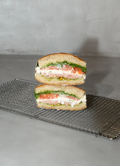 Pistachio Mortadella Focaccia Sandwich